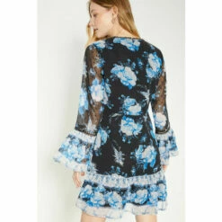 Oasis Petite Dobby Chiffon Blue Floral Mini Dress For Female -Oasis Sales Store unnamed file 827