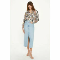 Oasis Floral Patch Pocket Front Chiffon Shirt For Female