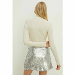 Oasis Petite Silver Disc Sequin Mini Skirt For Female -Oasis Sales Store unnamed file 892