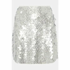 Oasis Petite Silver Disc Sequin Mini Skirt For Female -Oasis Sales Store unnamed file 893