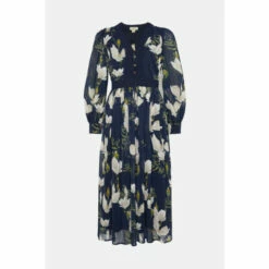 Oasis Magnolia Floral Dobby Chiffon Lace V Neck Midi Dress For Female -Oasis Sales Store unnamed file 911