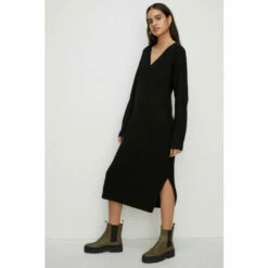 Oasis Petite Cosy V Neck Knitted Midi Dress For Female