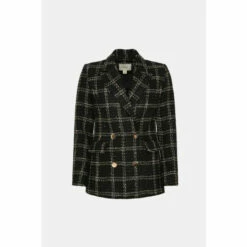 Oasis Rachel Stevens Collared Check Tweed Sequin Blazer For Female -Oasis Sales Store unnamed file 945