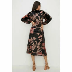 Oasis Printed Velvet Devore Ruched Front Midi Dress For Female -Oasis Sales Store unnamed file 953