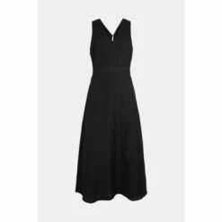 Oasis V Neck Linen Mix Tailored Midi Dress For Female -Oasis Sales Store unnamed file 982