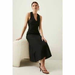 Oasis V Neck Linen Mix Tailored Midi Dress For Female -Oasis Sales Store unnamed file 983