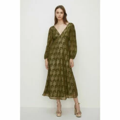 Oasis Metallic Strap Back Midi Dress For Female -Oasis Sales Store unnamed file 993